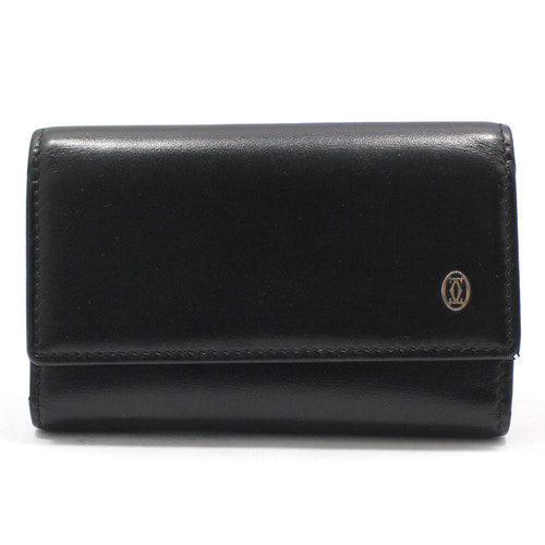 [CARTIER] 블랙 레더 루비 까보숑 키홀더 지갑